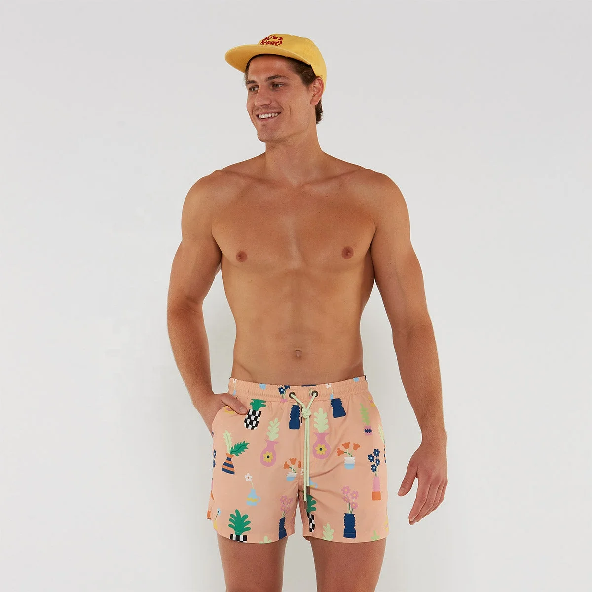 100% Polyester Swim Shorts Bathing Suits One Shorts Men Beach Swim Short Vase Days Swim Shorts