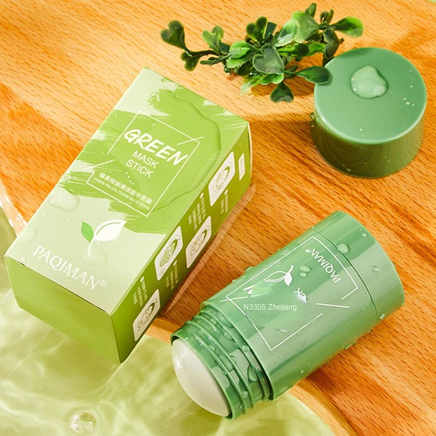 PAQIMAN In Stock Natural Cleansing Whitening Korean Style Beauty Skincare Facial Clay Mask Green Tea Mask Stick