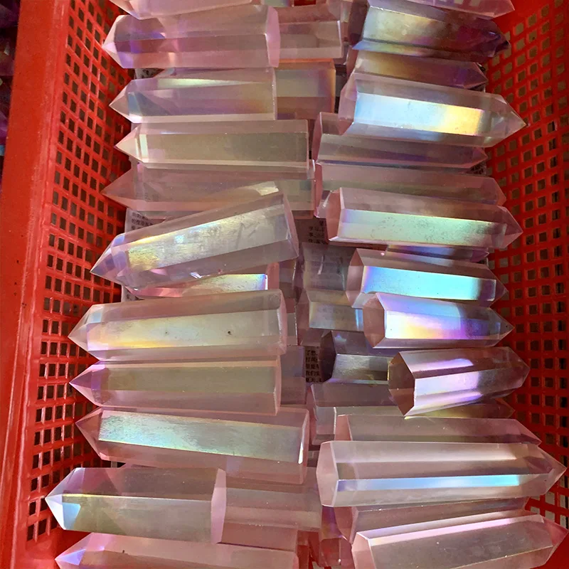 Wholesale artificial crystal angel halo titanium crystal rainbow titanium coated crystal tower