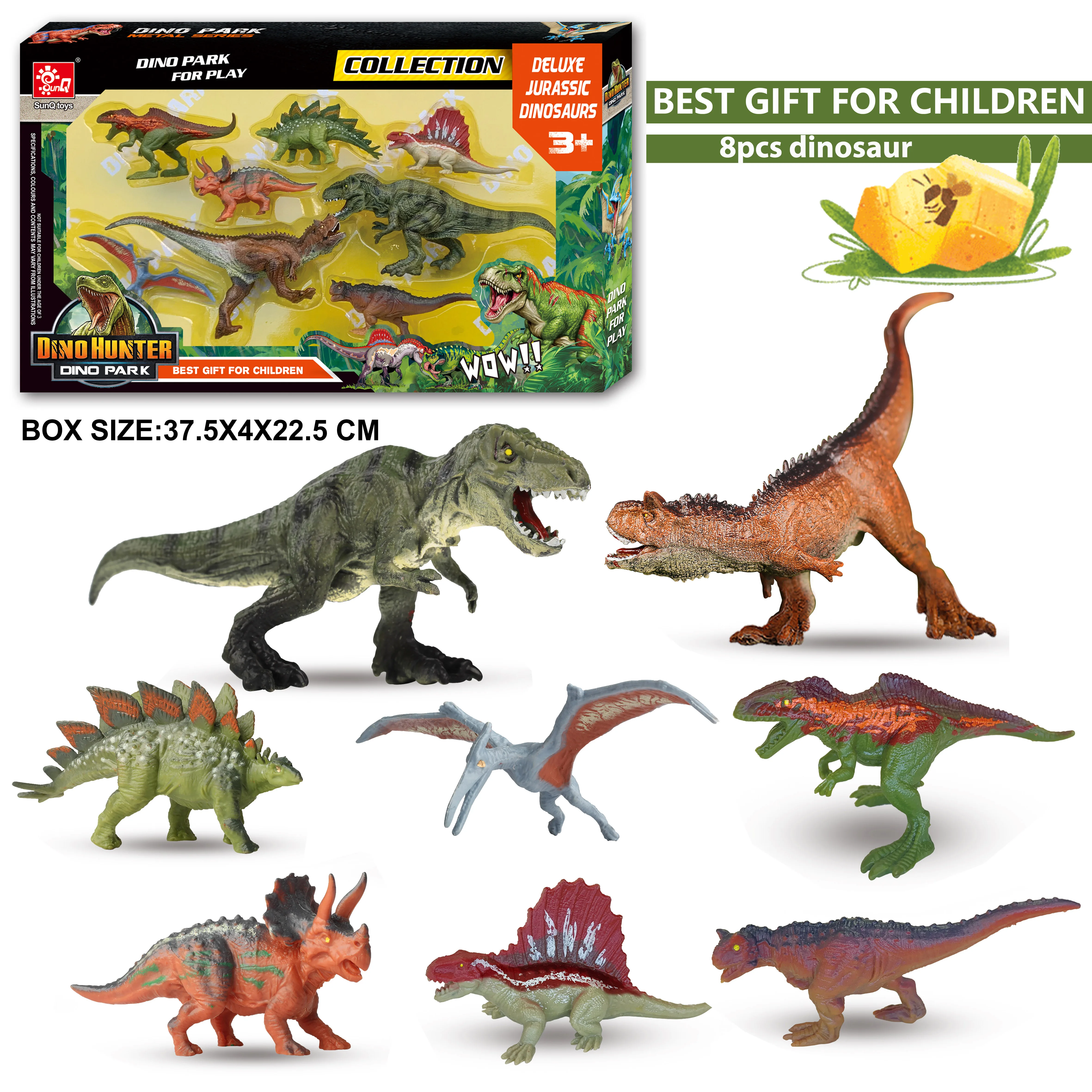 Sunq Factory Wholesale 8Pcs Plastic Dinosaur Figures Play Toy Models Set 3D Plastic Toy Molds Dinosaur Toys For 3 Year Old Boys