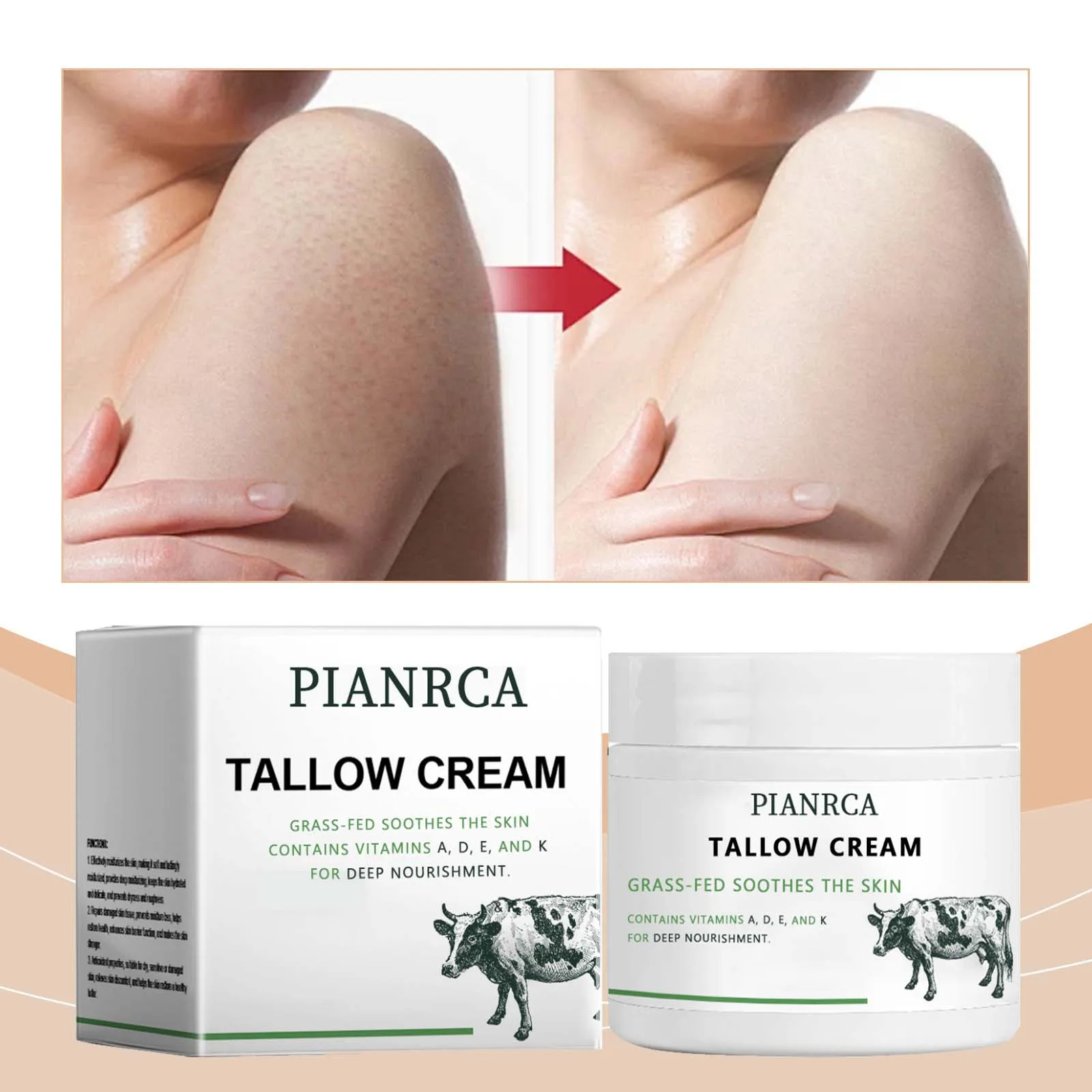 Private Label OEM Grass Fed Pure Natural Organic Handmade Whipped Tallow Balm Honey Balm For Face Body Moisturizer