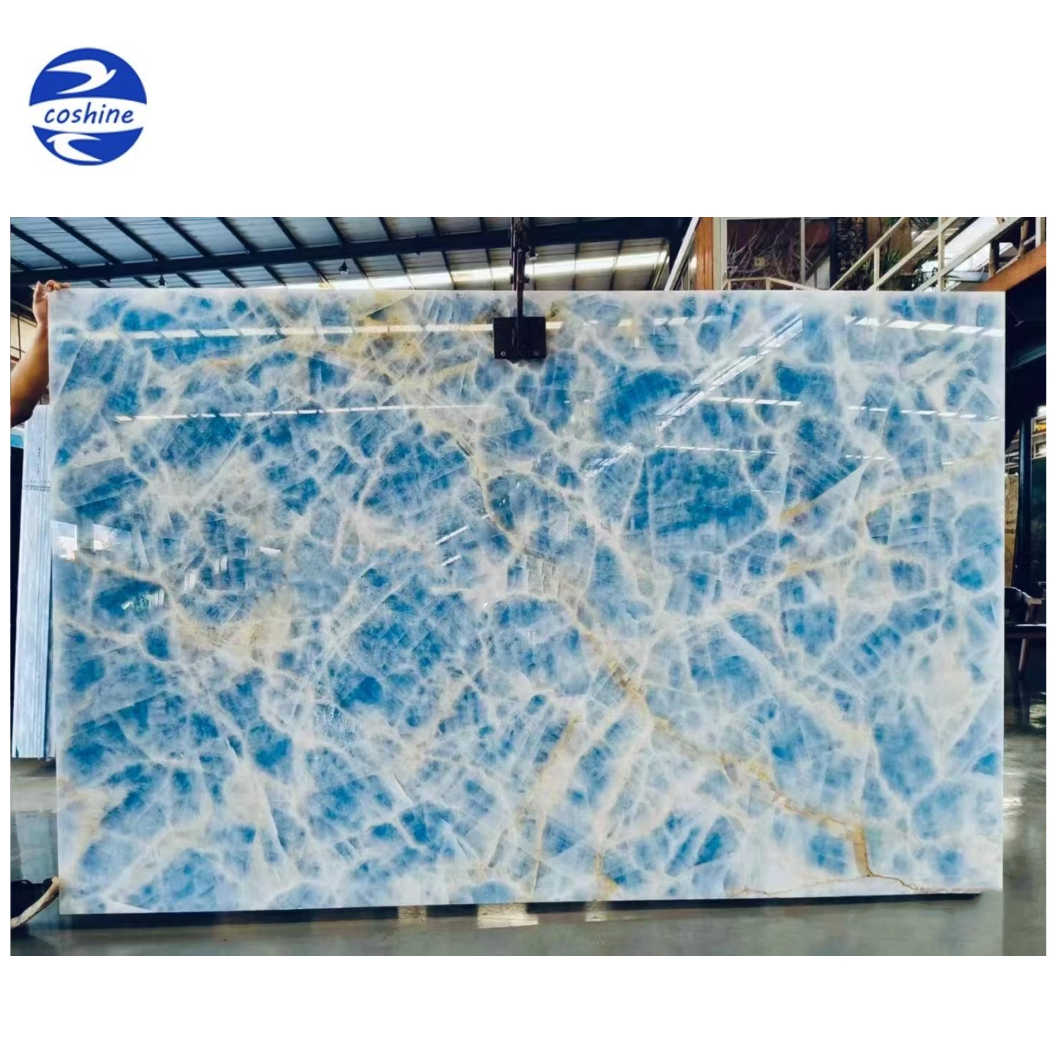 Architectural Interior Design Blue Agate Wall Panel Large Nature Stone Onyx Slab
