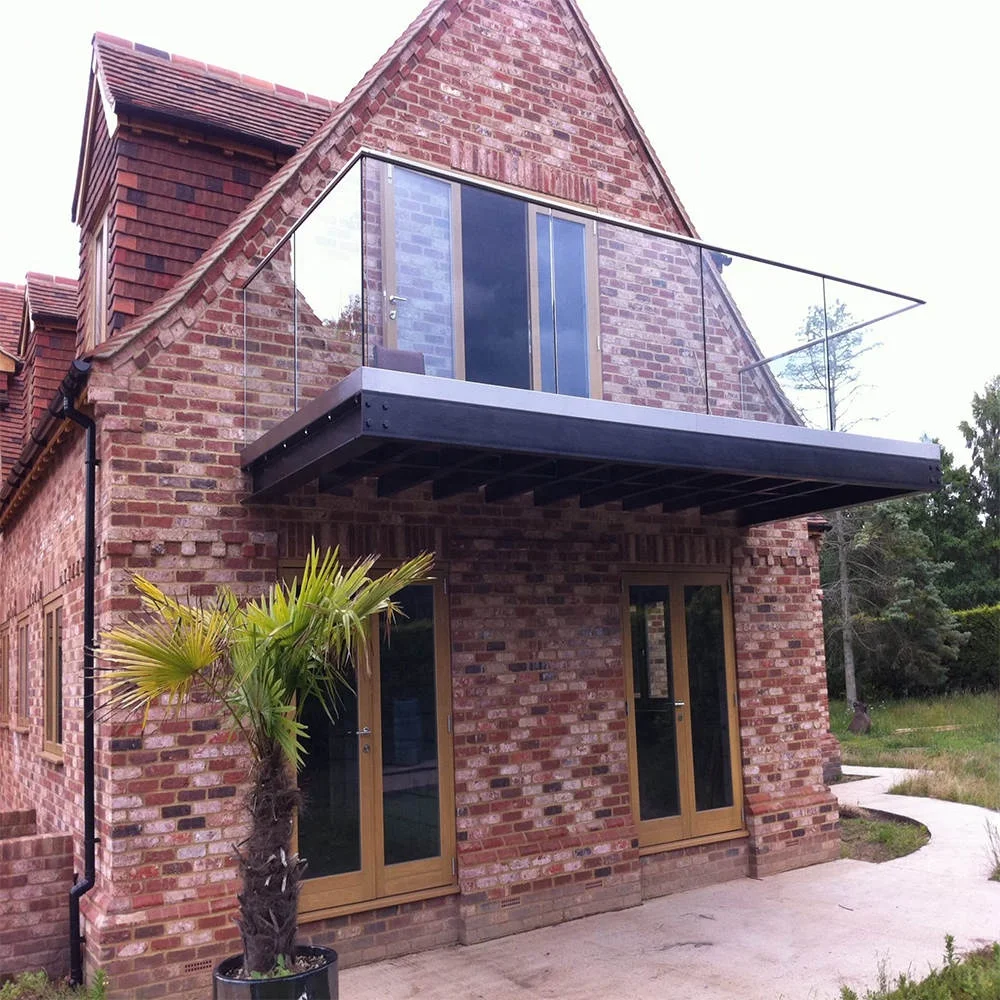 Deck Outdoor Glass Railing Aluminum U-Channel Base Balustrade Balcony Fence Metal Handrails