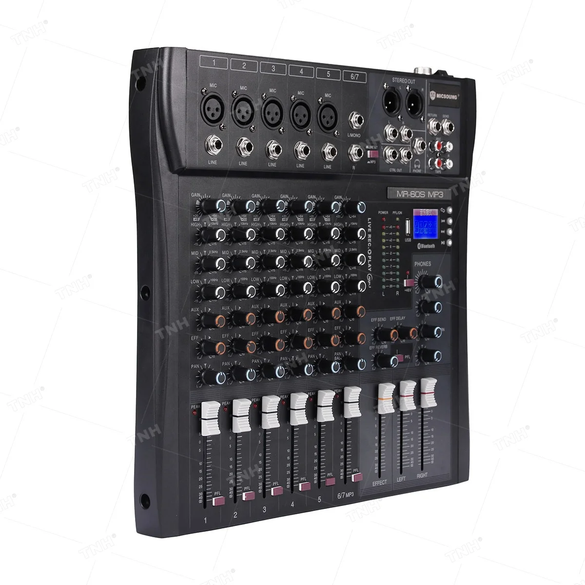 MR-60S MR 60S Professional Audio Mixer Console DJ Player Independent Phantom Power 6 Channels USB Blue Tooth