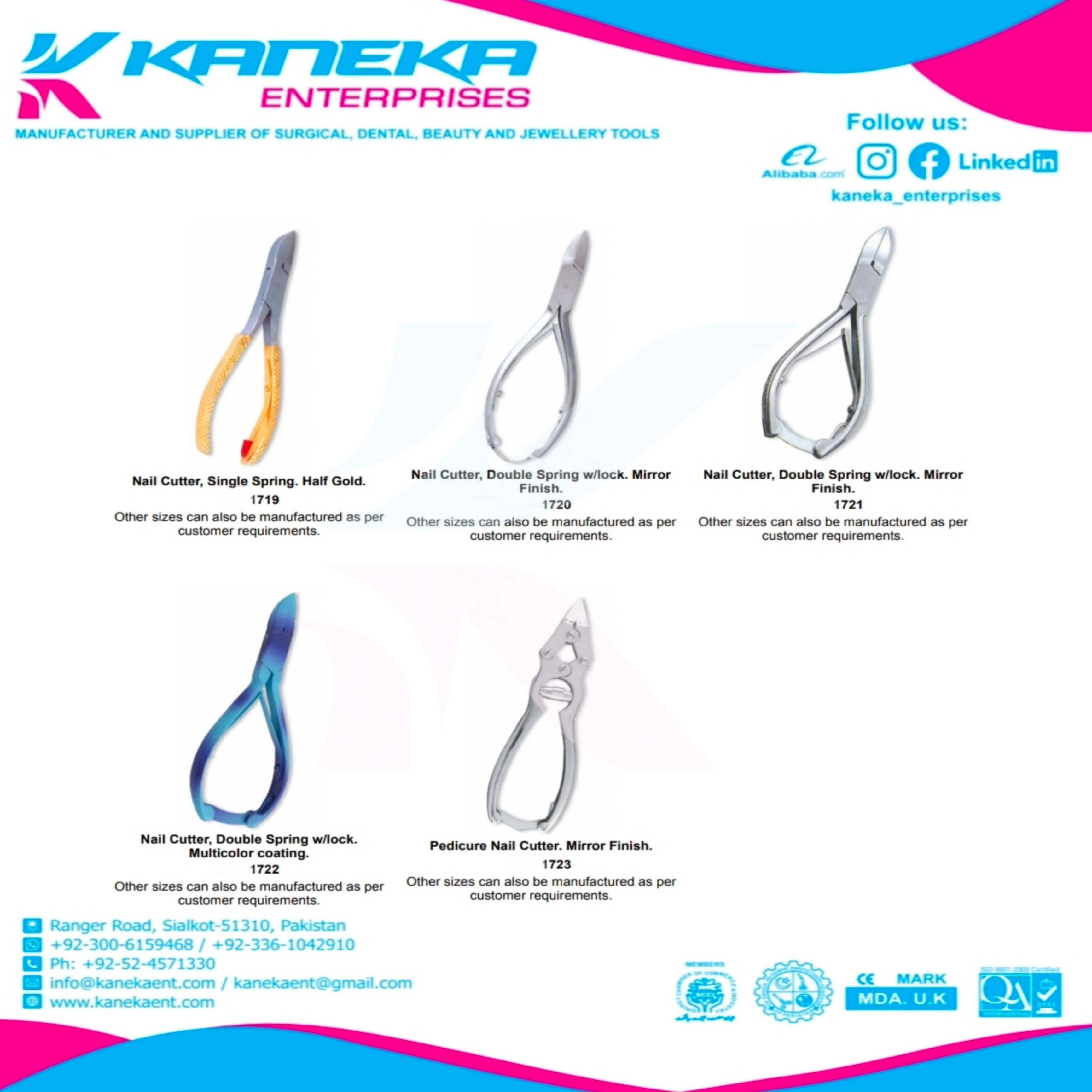 Premium Polished High grade stainless steel Nail Pliers/Pedicure Nail cutters with customized shapes, colors, packing and logo
