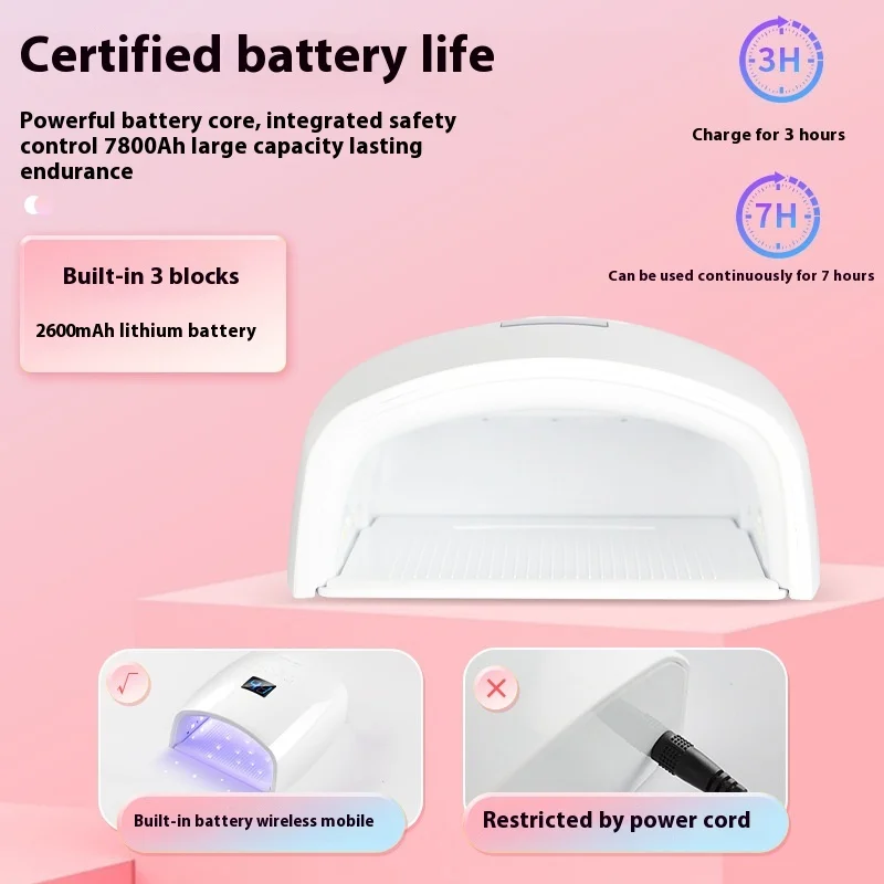 Manufacturer Wholesale S10 66W High Power UV Nail Lamp Wireless Charging Long Battery Life Nail Polish Baking Dry Lamp
