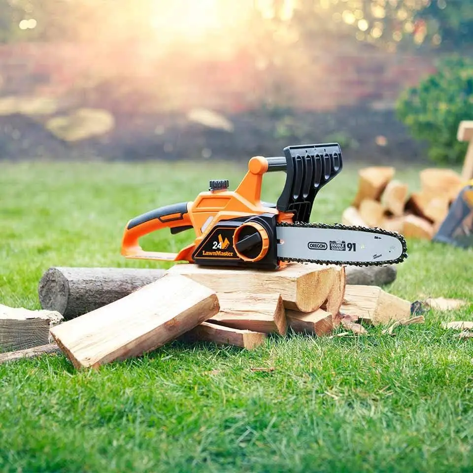 LawnMaster Cordless  24V Battery Fast Charger Included Oregon Bar and Chain Automatic oiling  Electric Chainsaw CLCS2425