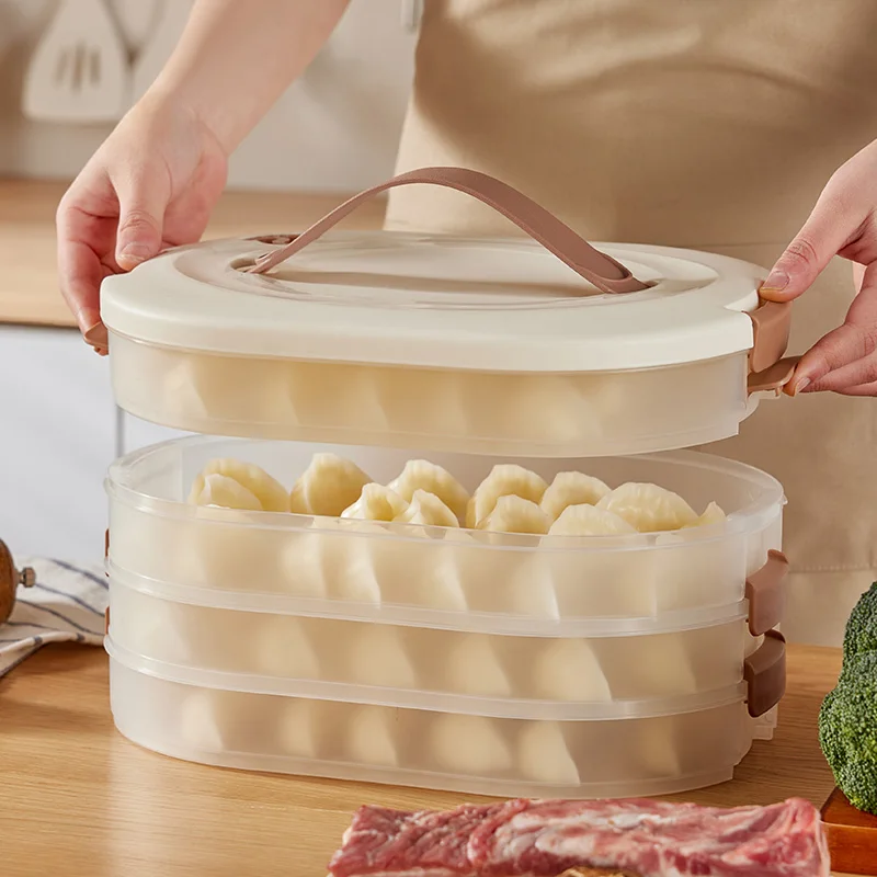 Portable Plastic Dumpling Wonton Freezer Box Multi-layer Food Airtight Storage Container Kitchen Refrigerator Storage Boxes