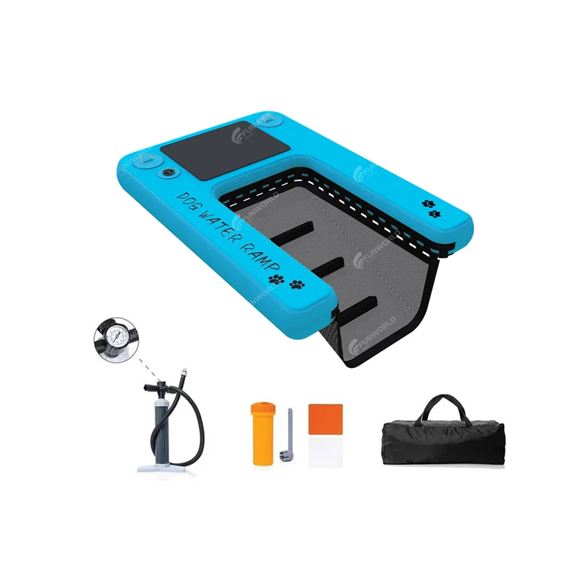 Popular Pet Use Inflatable Water Ramp Dock Hot Sale Drop Stitch Inflatable Floating dog water ramp