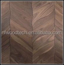 Unique Walnut Leaf Design Solid Parquet Prices Wood Floor Bedroom Tiles