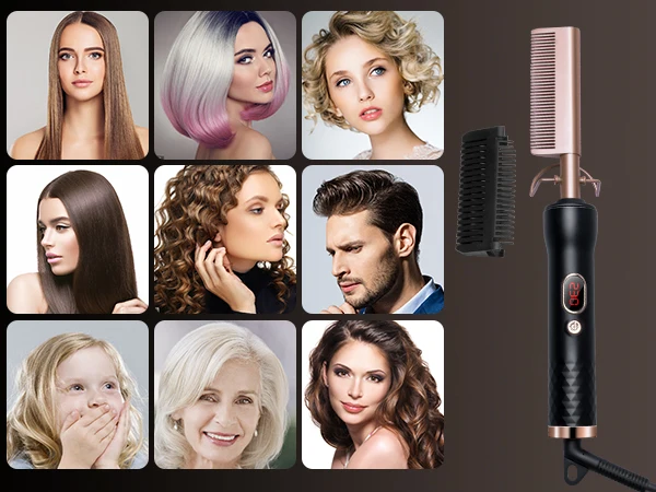 Electric Hot Heating Comb LED Display 450F Hair Straightener Comb Hair Straightening Brush Heat Hot Comb