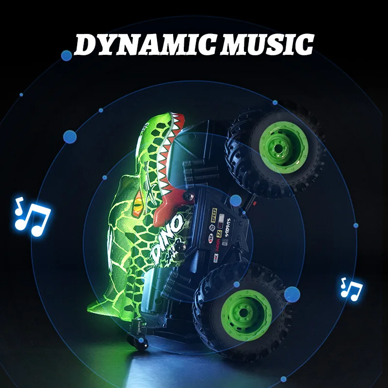 Remote Control Car 2.4Ghz All Terrain Shark Monster Truck Toy RC Truck with Music 3 Lighting Effects 360 Stunt Boys Kids Toys