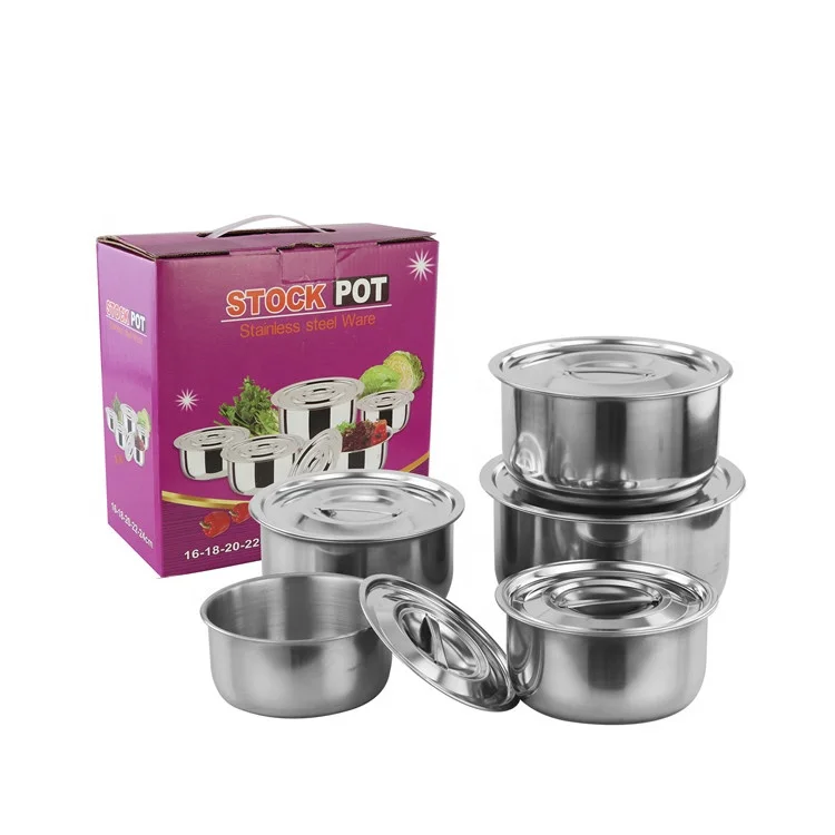 High Performance Good Quality Stainless Steel Round Stock Pot Set Resaturant Stock Pot Wth Lid