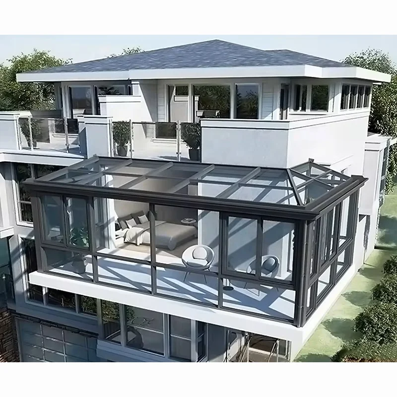 Free standing garden house solarium sun room double tempered low e glass sunrooms four season glass houses aluminum sunroom