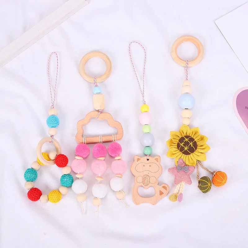 Factory Price Beech Wood Baby Toys Set Newborn Baby Teether Support Custom Lovely Teether Toys Set