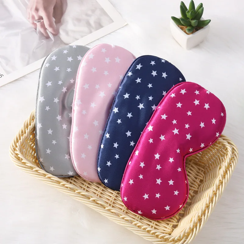 Custom Star Silk Eye Mask Sleeping Eye Mask Cover Soft Imitated Silk Eyeshade Portable Travel Nap Rest Sleep Eye Patch