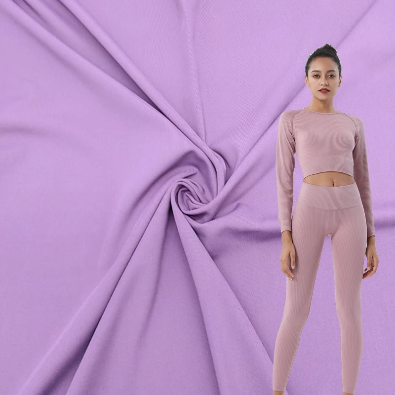 
Factory In Stock Matte Interlock Fabric High Elastic 230GSM Polyester Interlock Yoga Wear Fabric Sportswear Swimwear Fabric 