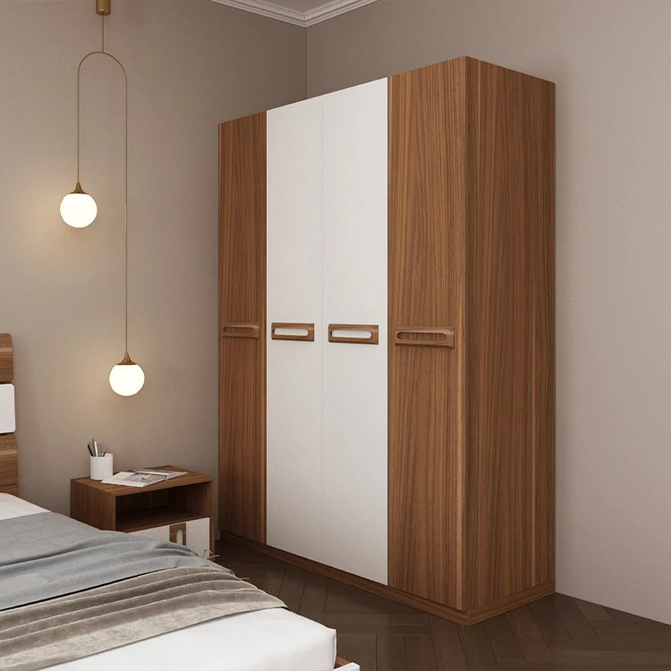 Bedroom Furniture Set, Fashion Designs Wood Bed Wardrobe Nightstand for Modern Home