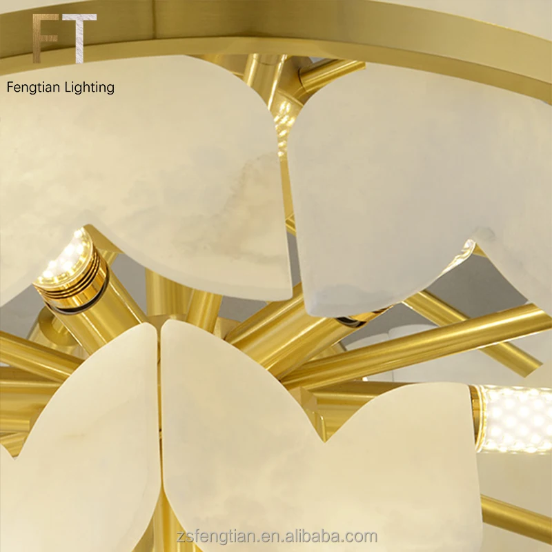 Дизайнерская креативная вилла спальня столовая свет Современная медная гостиная алебастровая люстра