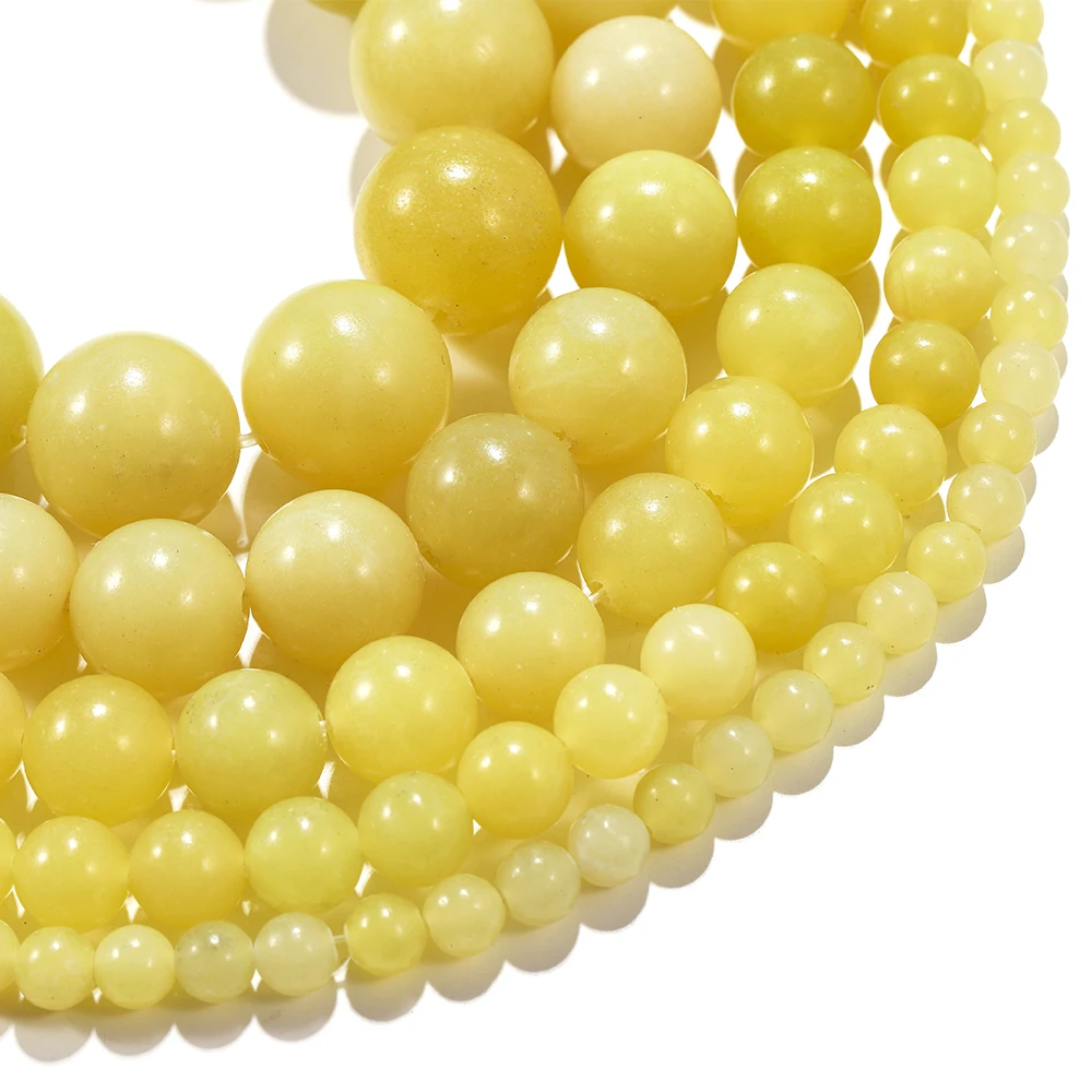 
1strand/lot 4-12mm Polishing Natural Yelk Yellow Agates Stone Round Loose Beads For Jewelry Making Necklace Bracelet Wholesale 