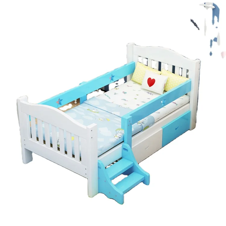 Custom popular new type hot white-blue wood children beds