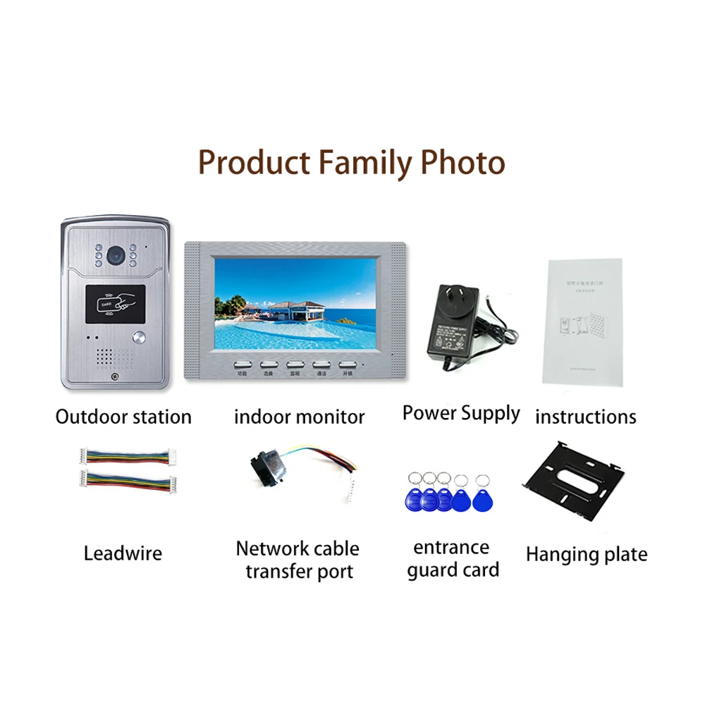 Video Door phone building Intercom System Aittda 7 Inch touch key Color Screen smart ring video doorbell small building Access