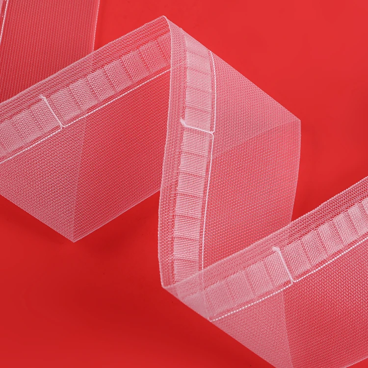 
Cheap price polyester 7.5cm transparent belt style nylon snap trim yarn curtain tape for home 