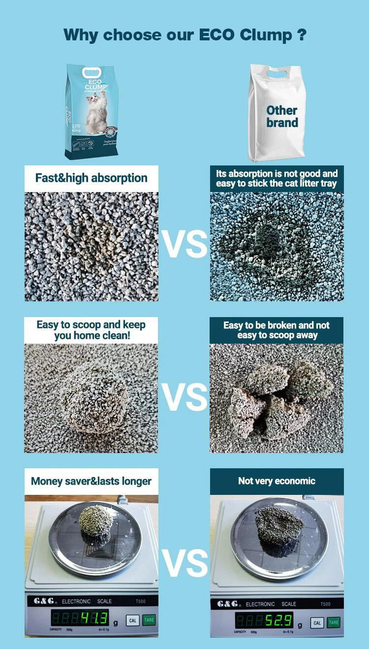 Premium Cat Litter Eco Clump Crash Shape Hard Clumping Bentonite Cat Sand