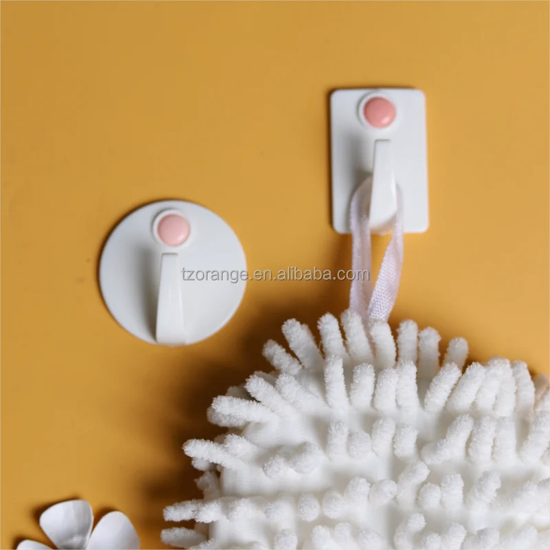 White simple style square round hook  self-adhesive hook strong load-bearing good storage adhesive  hooks  Behind Doors/On Walls