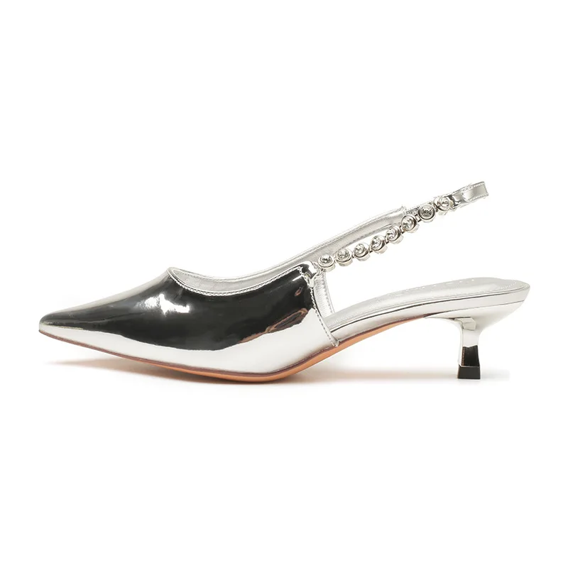 2024 Hot Sale  Women Heels Shallow Silver Temperament High Heels Female Heeled Dailywear Beautiful Pointed Single Shoes