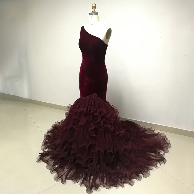 
2020 new formal one shoulder party gown long mermaid evening prom dresses 