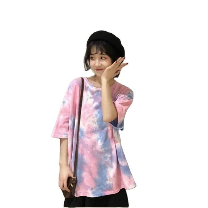 2022 summer fashion new fried street Harajuku style retro round neck tie-dye short-sleeved T-shirt