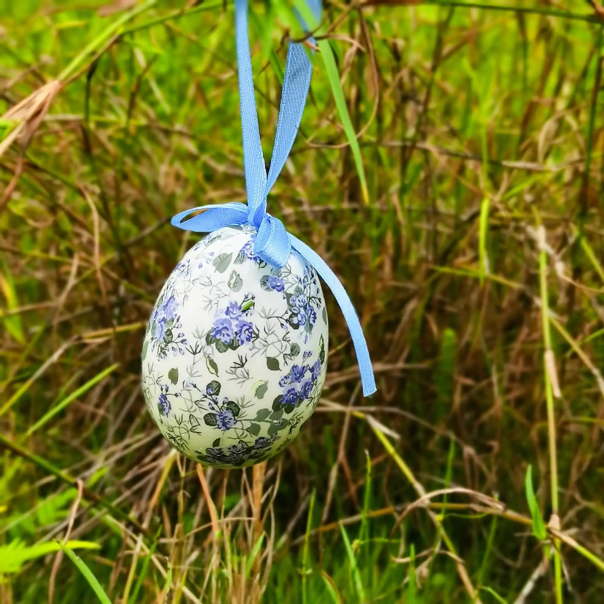 2025 New Easter Eggs Retro Yuan Blue-and-white Pattern Paper Wrapped Eggs DIY Foam Pendant Eggs
