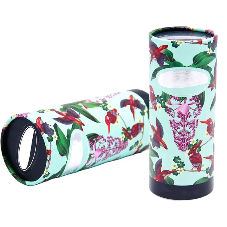 Customized logo printing cardboard drum packaging paper drum box cosmetic essential oil packaging with easy to tear off lid