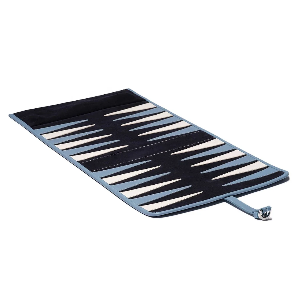 Customized Handmade Portable Smart Soft  Foldable Traveling PU Leather Roll-up Backgammon Luxury Game Set