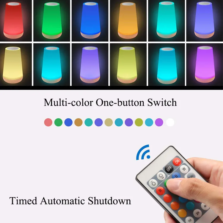 LED touch night light USB rechargeable bedside lamp remote control RGB dimmable color changing portable lamp with Auto Timer