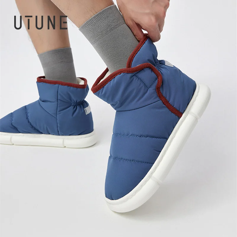 UTUNE Snow Boots for Men Indoor Home Soft Shoes Warm Comfort 2022 Factory Design Slippers for Women and Ladies