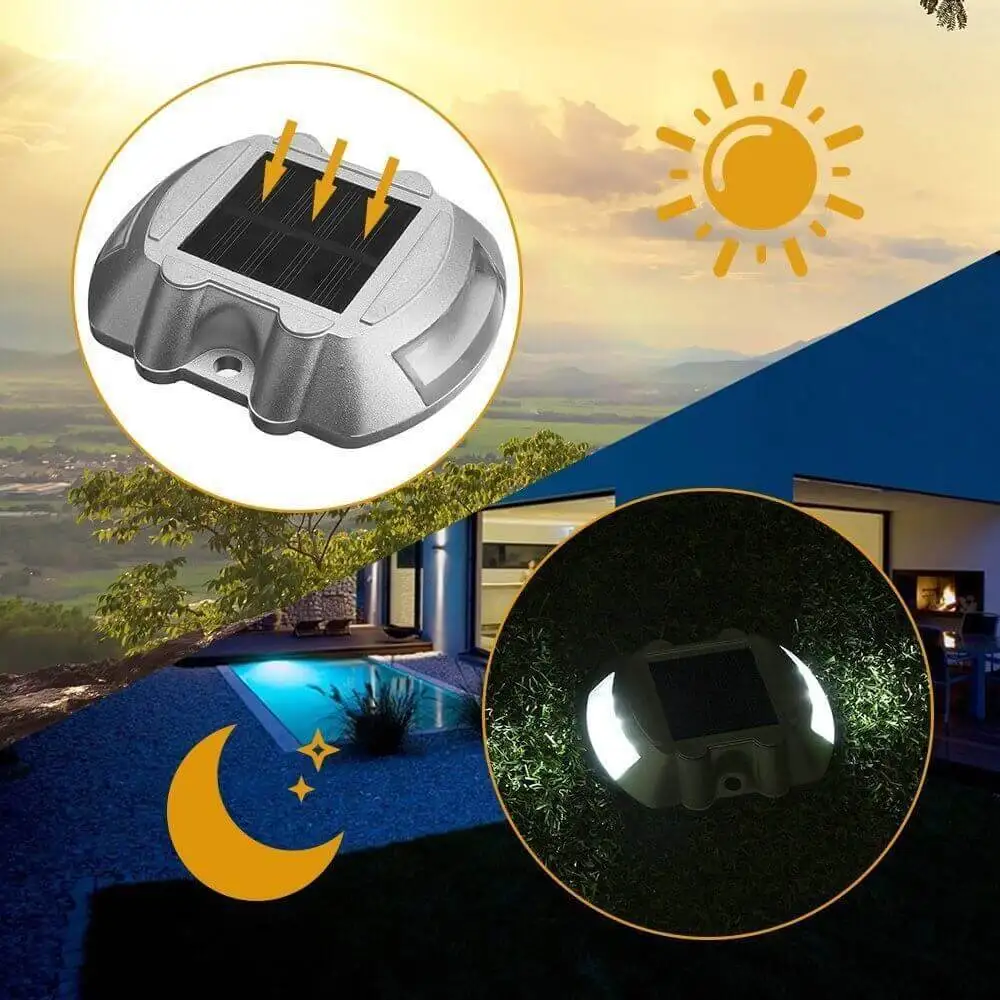 Aluminum Solar Powered LED Traffic Roadside Safety Cats Eyes Road Studs Pathway Led Flashing Stud Dock Driveway W