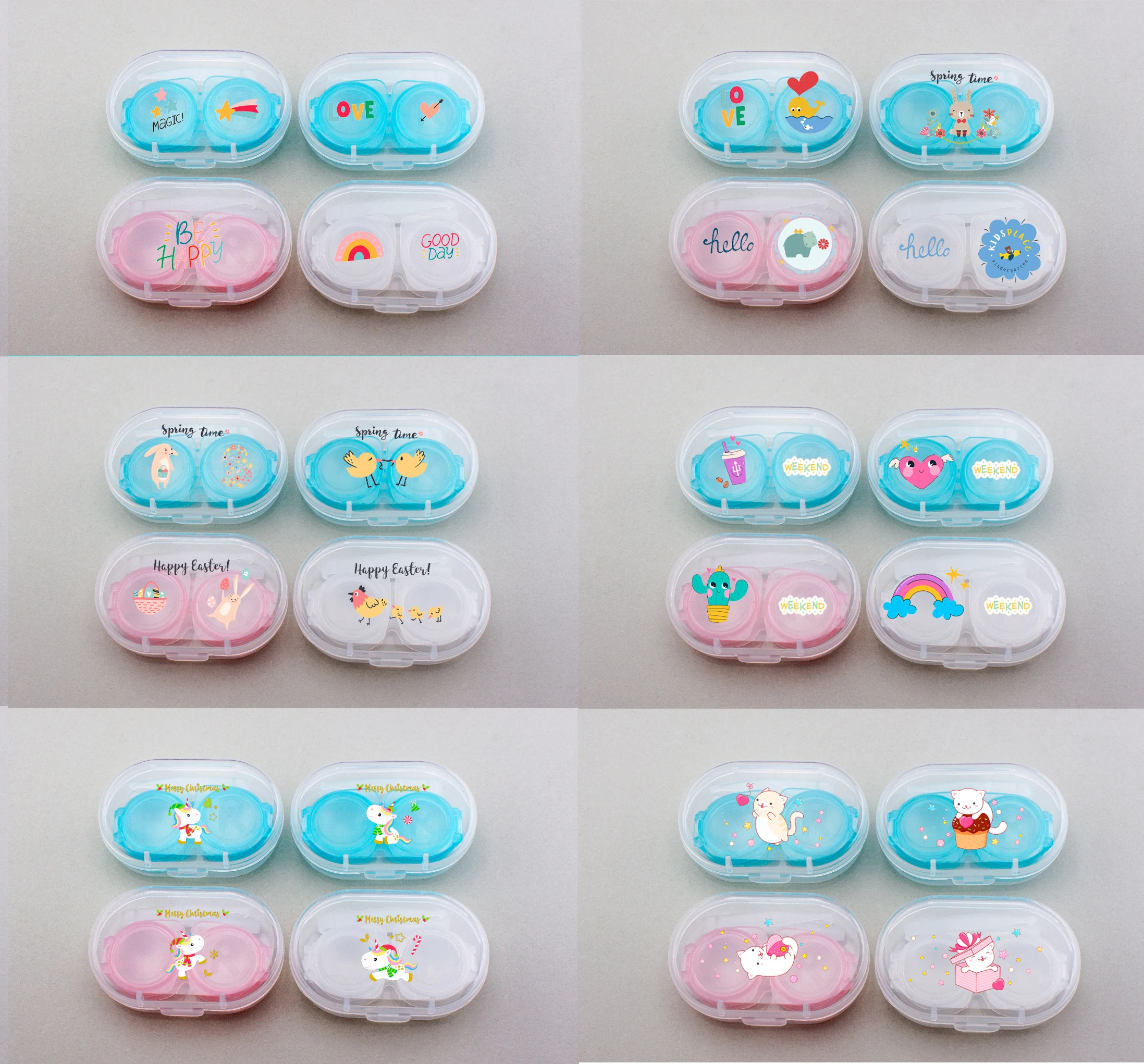 Multi Patterns Mini Contact Lens Case Colorful Transparent Contact Lenses Case Accessories Unisex Style