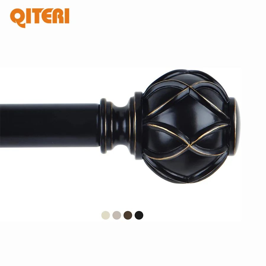 Best Selling Metal Curtain Rod Accessories Window Comfort Grip Telescopic Square Single Poly Resin Drapery Rod