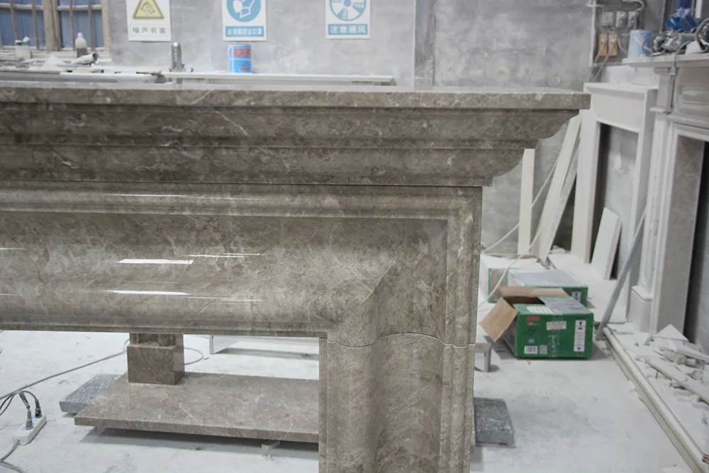 Turkish Dora Cloud Anatolian Grey Natural Marble Artisan Fireplaces Surround