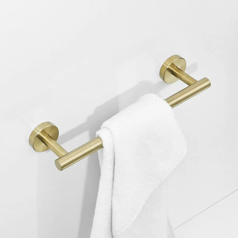 Beelee Thicken SUS304 Stainless Steel Gold Bathroom Towel Holder, Bath Towel Bar/Rod for Bathroom