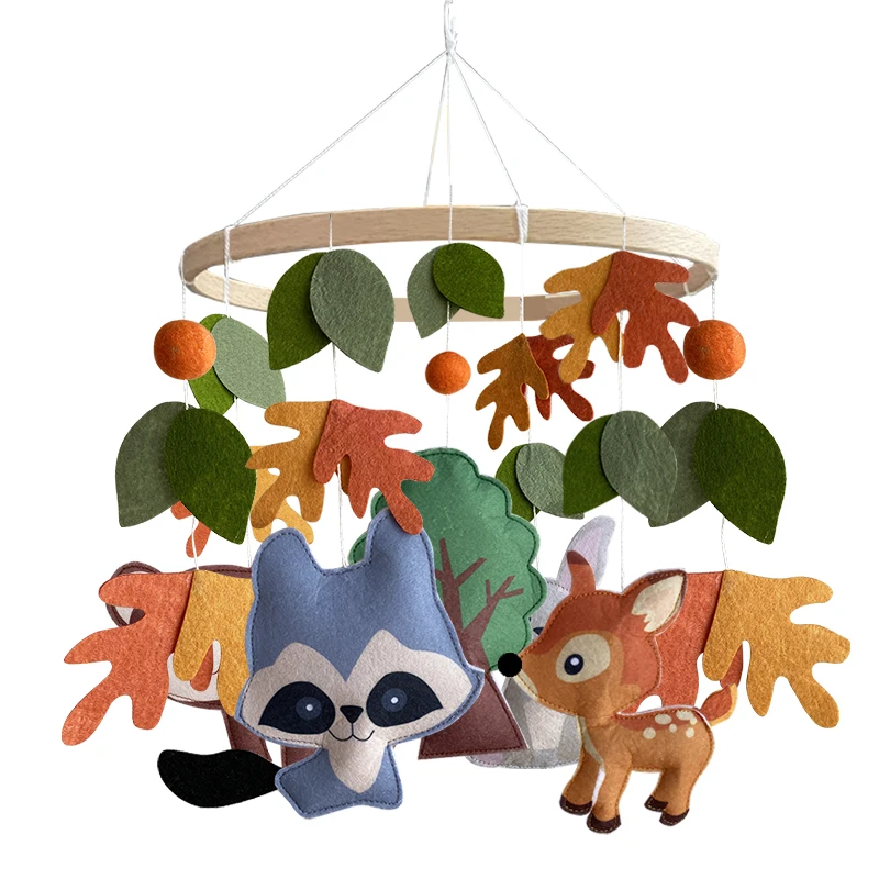 Baby Crib Mobile Cot Mobile Felt Mobile Toy Mobile Wooden Handmade Baby Shower Gift Woodland Forest Animals custom made wood bab