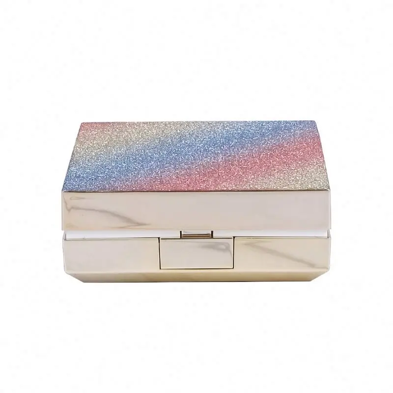 20G Shiny Rainbow Color Square Empty Air Cushion Liquid Bb Foundation Case Container With Mirror