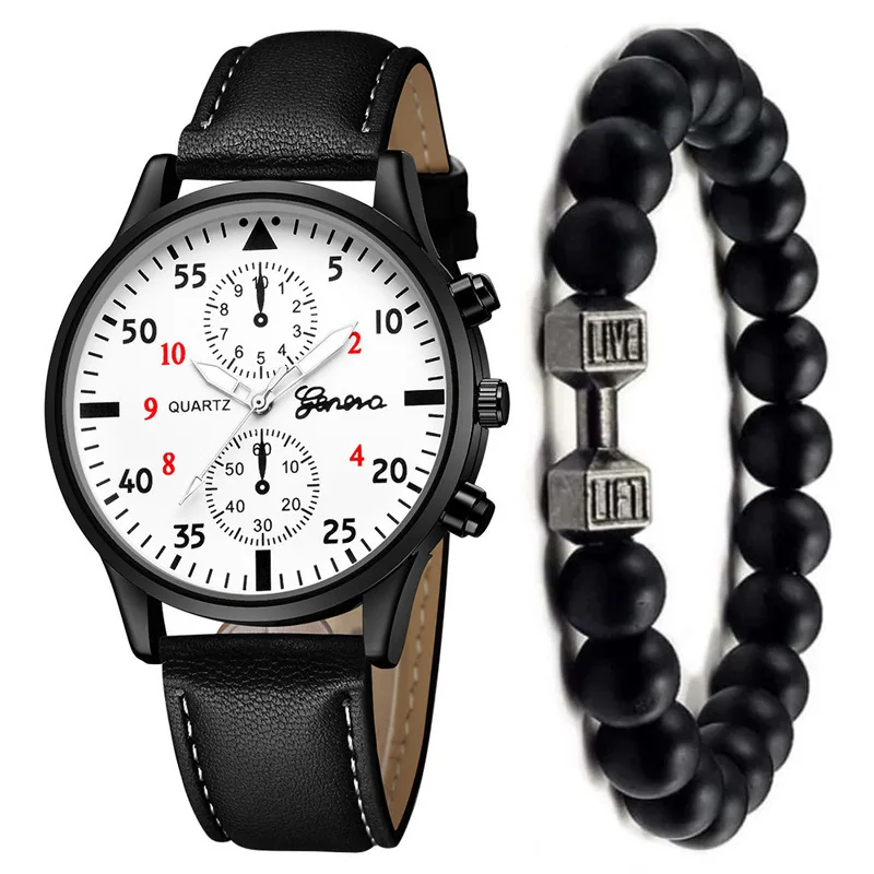 XR4879 Quartz Watch And Bracelet Set PU Leather Band Conjunto de relogio de quartzo e pulseira de couro PU para estudantes