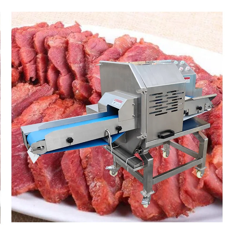 Automatic sliced pork beef cutting processing machinery price block steak meats slicer cooked meat slicing machine