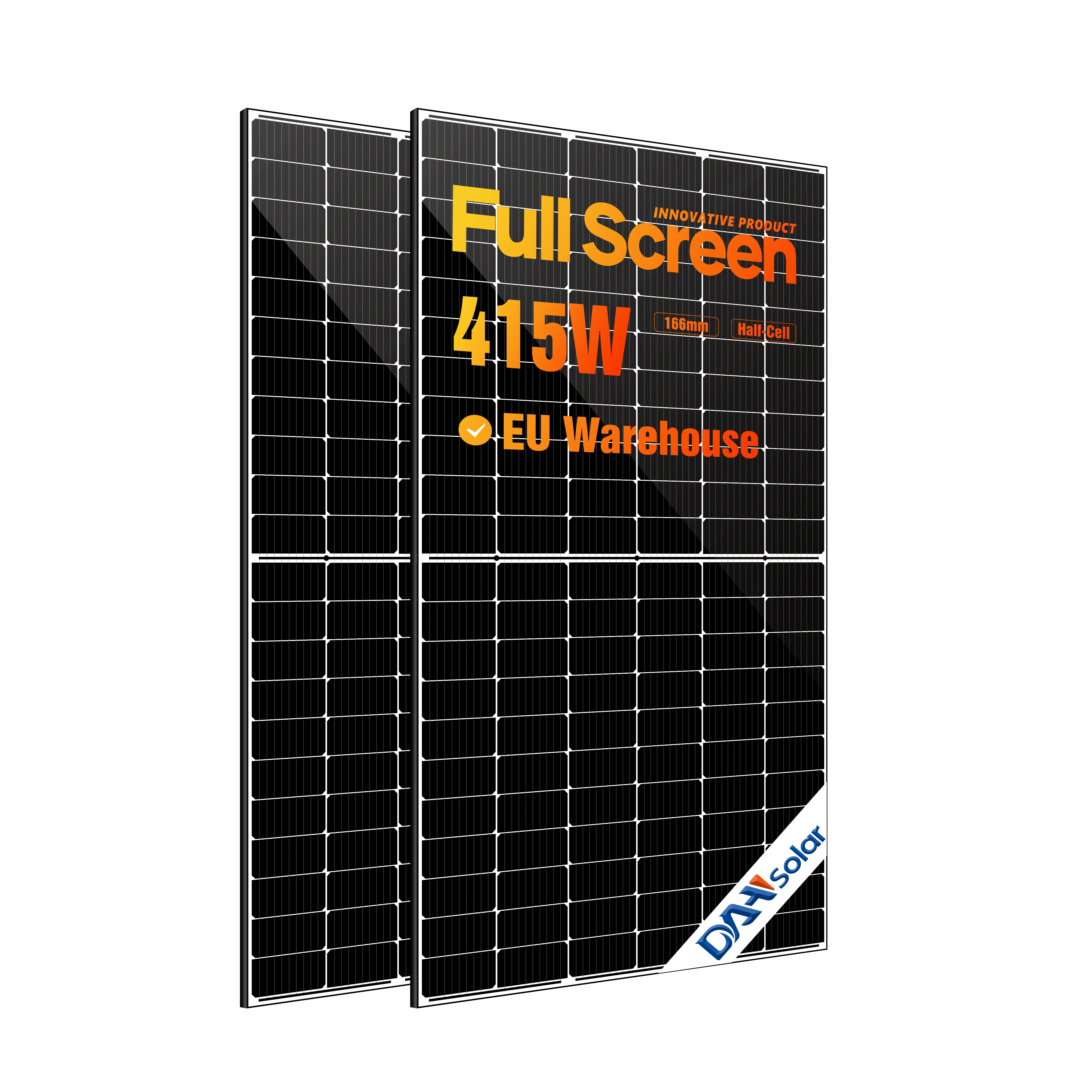 DAH full screen mono half cell solar panel 9BB half cut 410w 415w 420w solar pv panel (1600703357745)