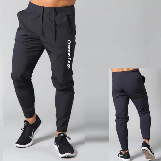 Custom Logo Workout Mens Muscle Track Joggers Stretch Mens Nylon Fitness Gym Training Running Pants
