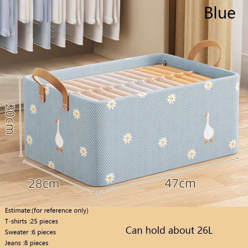 Bedroom Closet Blue Beige Nonwoven Baskets Storage Clothes Organization Wardrobe Drawer Underwear  Clothing Foldable Storage Box