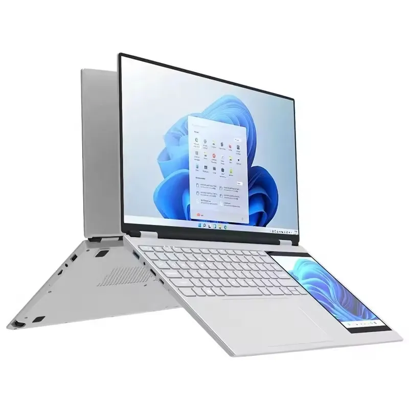 Win11 15 6 + 7 дюймов двойной экран N100 Четырехъядерный 4 DDR4 16 ГБ SSD 256 компьютерный бизнес новые дешевые ноутбуки